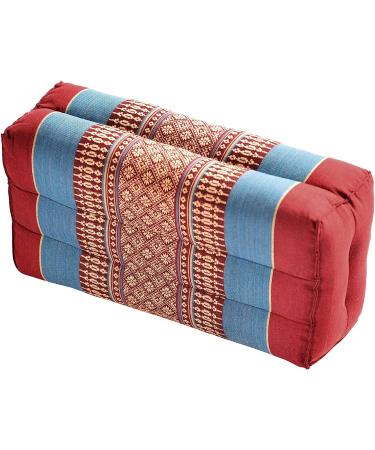 Zafuko Organic Water-Resistant Kapok Meditation Cushion - Burgundy/Blue - Buy Online on GoSupps.com
