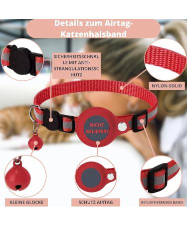 Croc-Cat Airtag Cat Neck Band - Safe Stylish Collar for Kittens & Small Dogs | Compatible with Apple Airtag | Anti-Strangulation Safety Buckle | Red - Buy Online on GoSupps.com