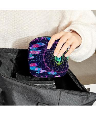 GIAPB Period Bag - Dreamcatcher Feathers Design - Sanitary Napkin Storage & Travel Makeup Pouch - Buy Online on GoSupps.com