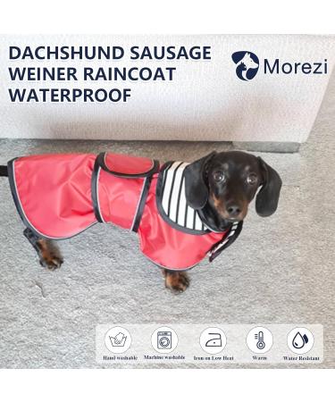 Minezis Waterproof Dog Cloak with Reflective Stripes - Adjustable Vest for Small & Medium Dogs (Dachshund Rottweiler XL) - Red (Back Length 55-58cm) - International Shipping - Buy Online on GoSupps.com