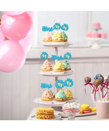 Gyufise 24Pcs Pumpkin One Cupcake Toppers Glitter Boy Baby Feet First Birthday Pumpkin Cupcake Picks for Fall Theme Baby Shower Kids 1st Birthday Party Cake Decorations Supplies Blue D Blue One - Buy Online on GoSupps.com