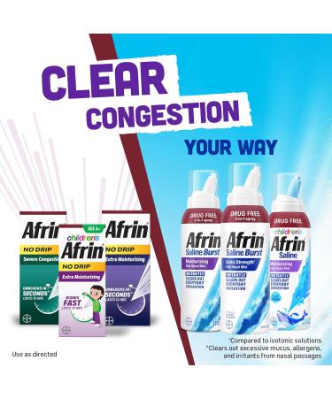 Afrin Saline Burst Moisturizing Daily Nasal Mist, Isotonic Seawater Saline Nasal Spray with Dual Nozzle for Everyday Congestion Relief and Dry Nose, Drug Free Sinus Rinse, 5oz - Buy Online on GoSupps.com