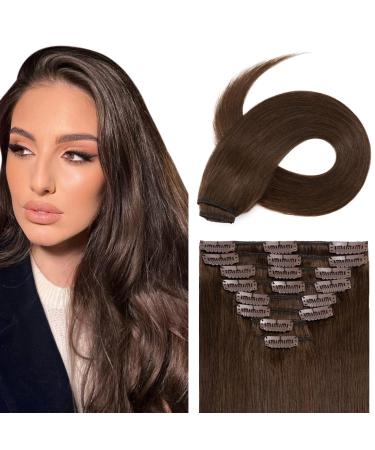 20 60 cm 65 120 g 8 strands Remy-Rechhaar-Extensions with clip human real hair set for the whole head 50cm-105g 04# Marrone Cioccolato
