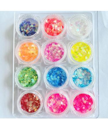 AddFavor 24 Colors Iridescent Glitter Chunky Nail Flakes - Fluorescent Neon Sequins for Nail/Face/Body/Craft - Iridescent AB Colors - Buy Online on GoSupps.com