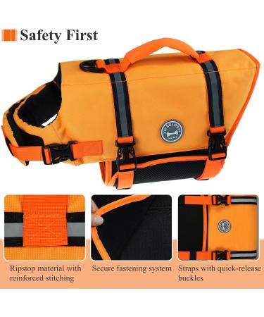 Vivaglory Ripstop Dog Rescue Vest for Small Medium & Large Dogs - Enhanced Buoyancy & Visibility Dark Orange XL (78-96cm) - Buy Online on GoSupps.com