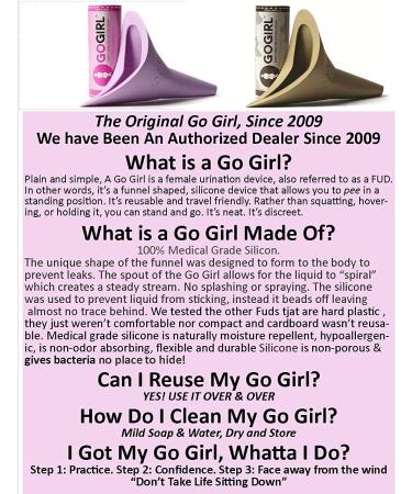 GoGirl Military Female Urination Device Set - Khaki w/ Waterproof Holder, LA Fresh Towlettes, Baggies & Carabiner - Buy Online on GoSupps.com