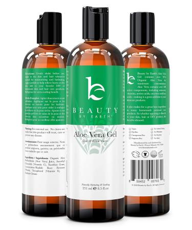 Organic Aloe Vera Gel by Beauty by Earth - Sunburn Relief and Skin Soothing Treatment for Face, Hair, and Body - Buy Online on GoSupps.com
