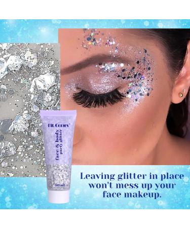 Body Glitter Gel - 50ml Silver Festival Glitzer Face & Makeup Accessories for Parties & DIY - Buy Online on GoSupps.com