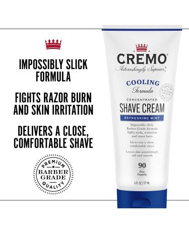 Cremo Barber Grade Cooling Shave Cream - Ultra-Slick Mint 6oz (2-Pack) - Reduces Nicks & Razor Burn - Buy Online on GoSupps.com