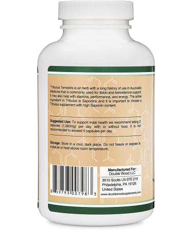 Tribulus Terrestris for Men (Purest 95 Saponin Content) 210 Capsules 1000mg Concentrated Natural Fruit Extract Testosterone and Libido Support by Double Wood Supplements - Buy Online on GoSupps.com