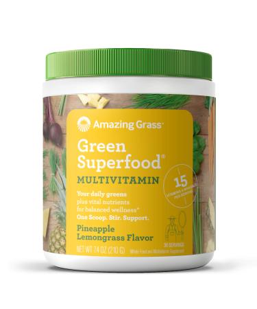 Amazing Grass Green Superfood Multivitamin Pineapple Lemongrass 7.4 oz (210 g)