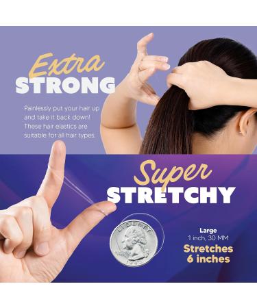Gumi 1 Inch Large Clear Hair Elastics - 92 Pack of Ouchless No Damage Clear Elastic Hair Bands for Women & Girls - Snag Free Rubber Bands for Bun Ponytail - Ultra Durable Hair Ties - Buy Online on GoSupps.com