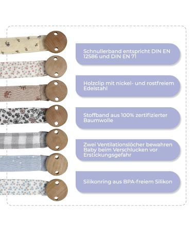 Buy Piccolila Organic Cotton Baby Pacifier Chain | BPA-Free Silicone & Wood Clip | Flower Meadow Design - Buy Online on GoSupps.com