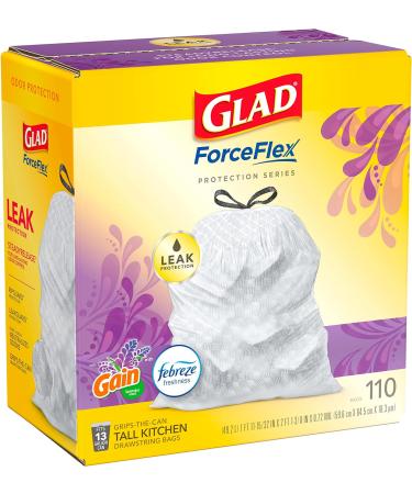 Glad ForceFlex 13 Gallon Kitchen Trash Bags, 110 Count - Gain Lavender with Febreze - Buy Online on GoSupps.com
