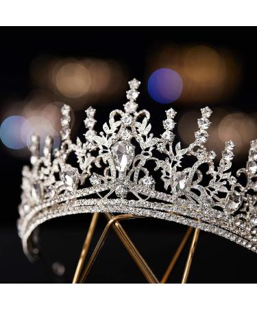 SWEETV Silver Queen Crown Tiara for Women - Wedding & Prom Headpiece - Buy Online on GoSupps.com