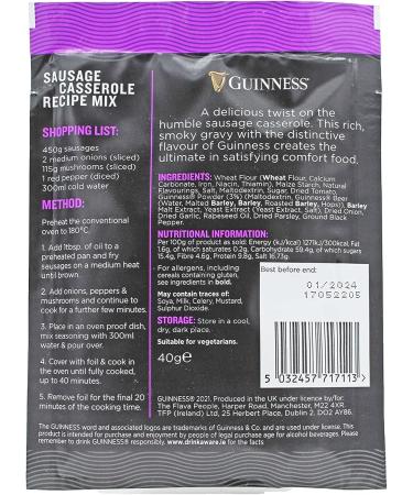 Guinness Recipe Mixes Selection 40g - Steak & Ale Pie Sausage Casserole Chilli Con Carne Beef & Onion Gravy - Buy Online on GoSupps.com