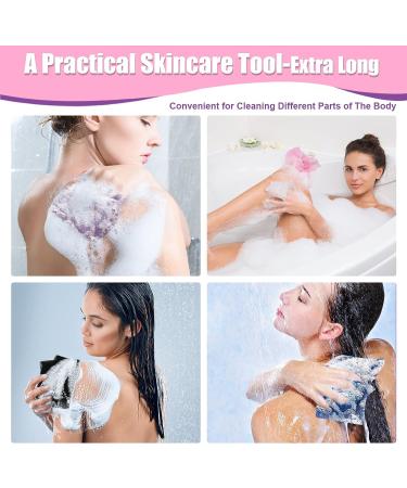 African Exfoliating Net Sponge Set for Shower Body Scrubbing - 4PCS (Black, Blue, Purple, Pink) - Buy Online on GoSupps.com