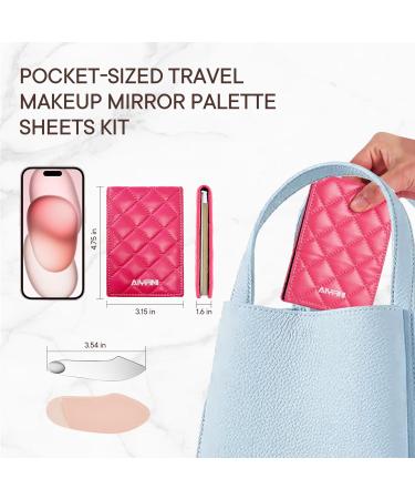 Makeup Foundation Mixing Palette Kit | Alyfini Quilted Leather Travel Mirror 100 Disposable Sheets & Spatula Tool for Beauty & Nail Cosmetics - Buy Online on GoSupps.com