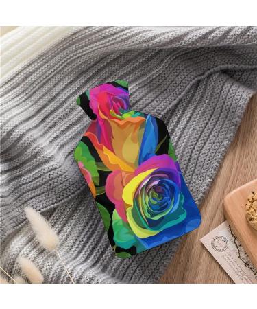 Watercolor Rose Hot Water Bottle with Plush Cover - Hand Warmer for Adults & Kids | 26.5x15.3cm - Buy Online on GoSupps.com