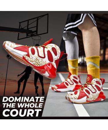 Ashion Men's Basketball Shoes - Non Slip Breathable Red Sneakers with Arch Support - Buy Online on GoSupps.com
