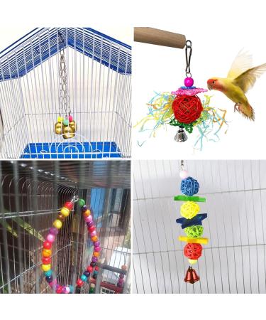 kathson 17 Packs Bird Toys Parrot Swing Chewing Toys Hanging Bell Birds Cage Toys Colorful Toy for Small Parakeets Conures Cockatiels Macaws Finches Love Birds - Buy Online on GoSupps.com