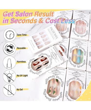 Canvalite French Tip Press On Nails Medium - Pearl Almond Short Glue On Nails - 24 Nail Kit with Adhesive Tabs - Reusable Fake Nails - White French with Pearl - Buy Online on GoSupps.com