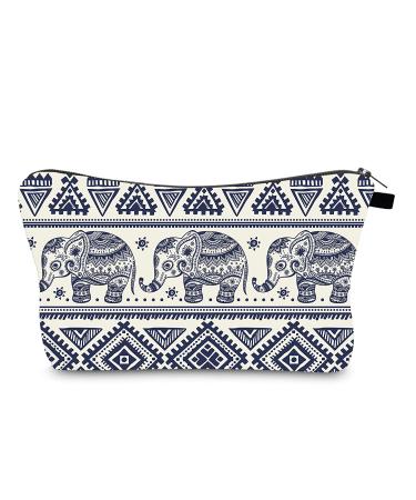 Elephant Print Makeup Bag - Small Travel Cosmetic Organizer for Women - Waterproof Toiletry Storage - Buy Online on GoSupps.com