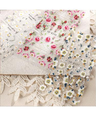 6pcs 5D Flower Nail Art Stickers - Spring/Summer Embossed Design Accessory - Buy Online on GoSupps.com