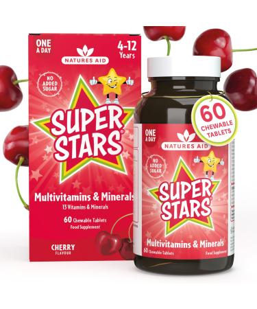 Natures Aid Super Stars Multivitamin & Minerals for Children 4-12 Years 60 Chewable Tablets 60 Tablets Multivitamin & Minerals Tablets