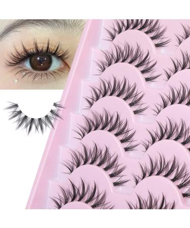 Manga Lashes Natural Look False Eyelashes Wispy Clear Band Fake Lashes Asian Korean Cosplay Lashes Faux Mink Lashes Pack 6 Pairs B-Manga cat eye - Buy Online on GoSupps.com