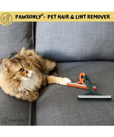 Pawsonly Reusable Portable Lint Remover | Best Animal Hair Remover Brush for Carpets & Sofas | Effective Cat & Dog Hair Remover | Pet Hair Remover - Orange & Green - Buy Online on GoSupps.com