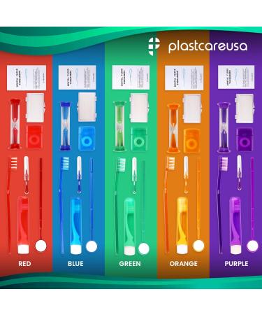 Red Orthodontic 8 Piece Braces Care Kit - Complete Dental Cleaning Set with Travel Toothbrush Wax Floss & Brackets Cleaner for Essential Orthodontia Care - Buy Online on GoSupps.com