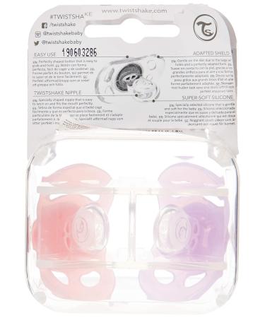 Twistshake Pacifier 2-Pack - Pastel Pink & Violet 6 Months | Safe & Stylish Silicone Baby Soothers - Buy Online on GoSupps.com