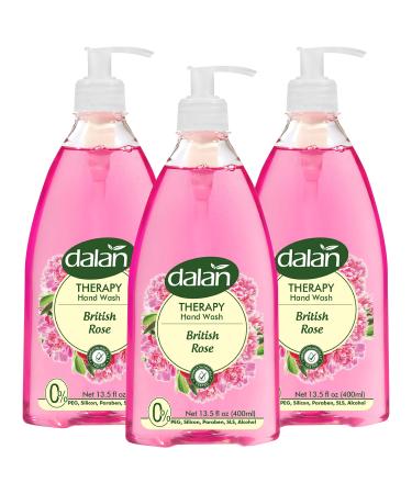 Dalan Therapy British Rose Ultra Moisturizing Liquid Hand Soap for Normal and Dry Hands Fresh Clean and Soft Feeling (13.5 Fl Oz / 400 mL (Pack of 3)) 13.5 Fl Oz (Pack of 3)