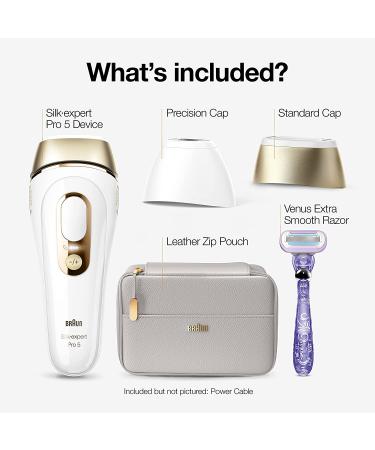 Braun Silk Expert Pro 5 IPL Hair Removal Device for Men & Women - FDA Cleared, At-Home Permanent Hair Reduction, Includes Venus Razor & Pouch - Buy Online on GoSupps.com