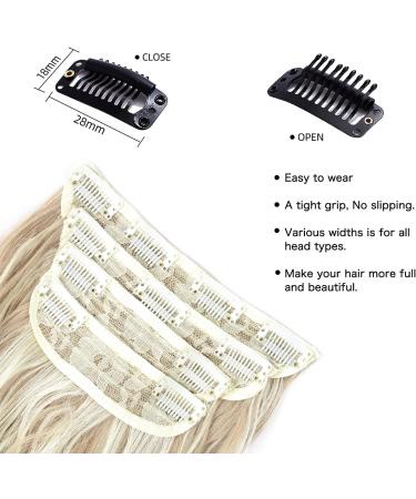4Pcs 20 Curly Synthetic Clip in Hair Extensions Dark Blonde Mixed Bleach Blonde - Soft Wavy Hair Pieces for Women - Buy Online on GoSupps.com