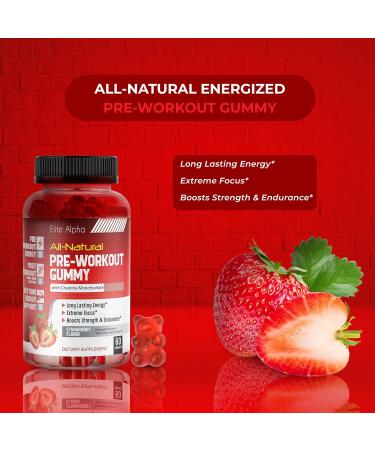 Elite Alpha All-Natural Energized Pre-Workout Gummies with Creatine Monohydrate - Long Lasting Energy Extreme Focus Boost Strength & Endurance | International Shipping - Buy Online on GoSupps.com