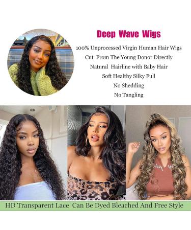 30 Inch Deep Curly Wet and Wavy HD Lace Frontal Wig | Brazilian Human Hair | Pre-Plucked | Transparent Lace | For Black Women - Buy Online on GoSupps.com