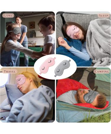 4 Pieces Silk Sleep Eye Masks - Adjustable Lightweight Eyeshade Covers for Women Men - Gray Pink - Buy Online on GoSupps.com