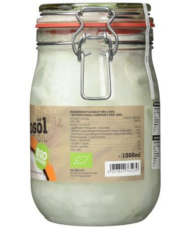 Buy Bio4fit Organic Coconut Oil - 1kg Native Cold-Pressed Pure Coconut Fat in Glass - Premium Quality for Cooking Baking Hair & Skin - Buy Online on GoSupps.com