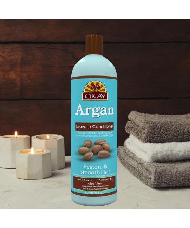 Okay Restorative Argan Leave In Conditioner - Hydrate & Smooth Hair | Sulfate Silicone Paraben Free | 33oz | All Hair Types | Made in USA - Buy Online on GoSupps.com