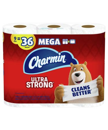 Charmin Ultra Strong Toilet Paper, 9 Mega Rolls  36 Regular Rolls (Packaging May Vary)