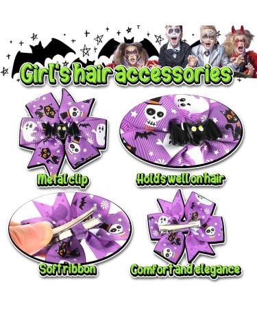 6-Piece Sibba Halloween Christmas Bow Hair Pins - Pumpkin Bat Pattern Boutique Clips for Girls - Buy Online on GoSupps.com