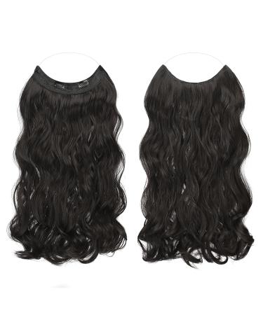 Feshfen Invisible Hair Extensions - Adjustable Dark Brown Curly 45cm - Secrets to Long Wavy Hair for Women - Buy Online on GoSupps.com