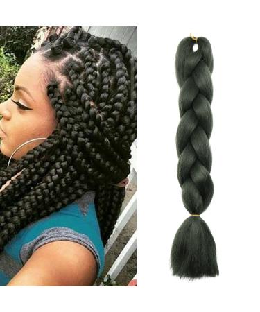 Braiding Hair Extensions Jumbo Braid Hair 24 Inch 1pc High Temperature Synthetic Fiber Hair Extension Army Green for Women
