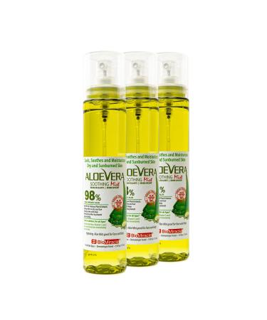 BioMiracle Aloe Vera Soothing Mist Soothing Mist with 9 Natural Plant Extracts Deep Hydration Spray Bottle - 3 Pack