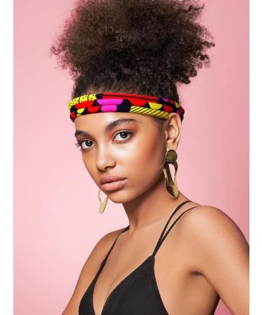 Hillban 2 Pcs African Headbands for Women - Retro Pattern Kente 3 Strand Headband - Colorful Afrocentric Hair Accessories for Women and Girls - Buy Online on GoSupps.com
