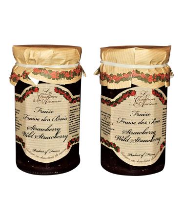 Les Confitures  la Ancienne Set of 2 Jars, Fraises des Bois (Wild Strawberry) French Preserves, 9.5 oz