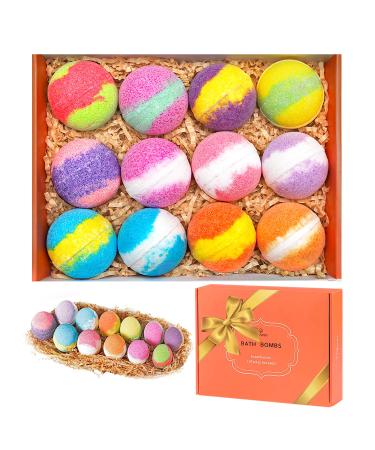 TTRWIN Bath Bombs Bath Bombs Gift Set 12 Organic & Natural Handcrafted Bubble Bath Gift Set