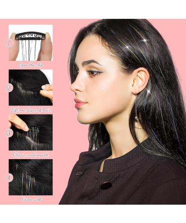15-Piece Glitter Hair Tinsel Extensions with Clip - Heat Resistant Fairy Hair Bling for Girls & Women - Stylish Party Gift - Buy Online on GoSupps.com